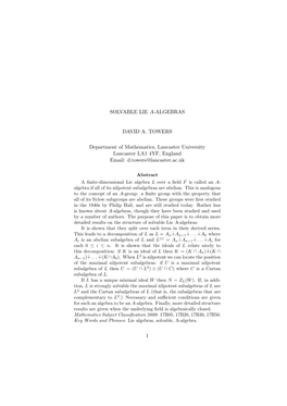 Solvable Lie A-Algebras David A. Towers