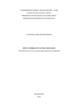 Universidade Federal Do Rio Grande – Furg Instituto De Letras E Artes Programa De Pós-Graduação Em Letras Mestrado Em História Da Literatura