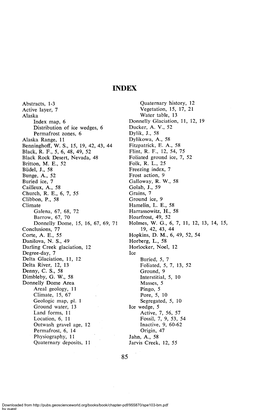 Abstracts, 1-3 Active Layer, 7 Alaska Index Map, 6 Distribution of Ice