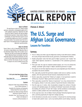 The U.S. Surge and Afghan Local Governance