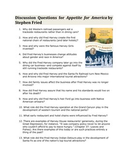 Discussion Questions for Appetite for America by Stephen Fried