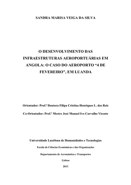 O Desenvolvimento Das Infraestruturas Aeroportuárias Em Angola: O Caso Do Aeroporto “4 De Fevereiro