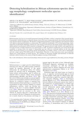 Detecting Hybridization in African Schistosome Species: Does Egg Morphology Complement Molecular Species Identiﬁcation?