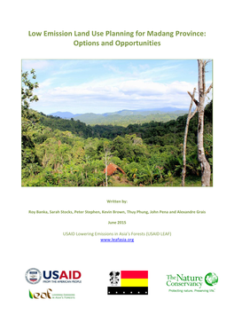 Low Emission Land Use Planning for Madang Province: Options and Opportunities