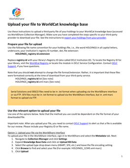 Upload Your File to Worldcat Knowledge Base