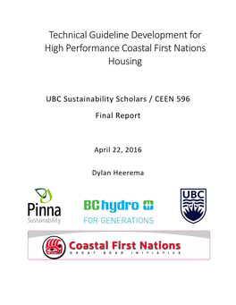Technical Guideline Development for High Performance Coastal First Nations Housing