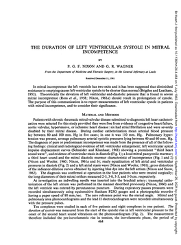 The Duration of Left Ventricular Systole in Mitral Incompetence