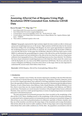 Assessing Alluvial Fan of Bergama Using High Resolution DEM Generated from Airborne Lidar Data