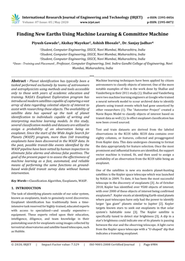 Finding New Earths Using Machine Learning & Committee Machine