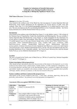 Template for Submission of Scientific Information to Describe Areas Meeting Scientific Criteria for Ecologically Or Biologically Significant Marine Areas