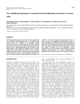 The Cdc25b Phosphatase Is Essential for the G2/M Phase Transition in Human Cells