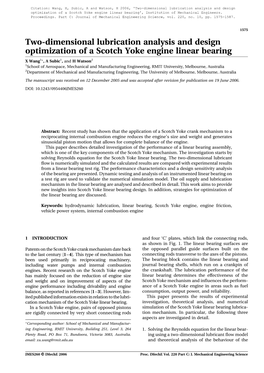 Two-Dimensional Lubrication Analysis and Design Optimization of a Scotch