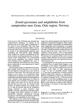 Zoned Pyroxenes and Amphiboles from Camptonites Near Gran, Oslo Region, Norway