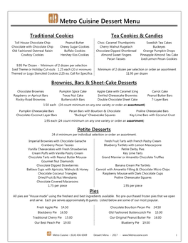 Dessert Menu