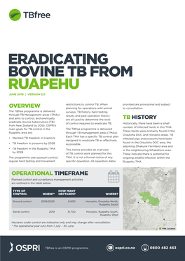 Eradicating Bovine Tb from Ruapehu June 2019 | Version 2.0