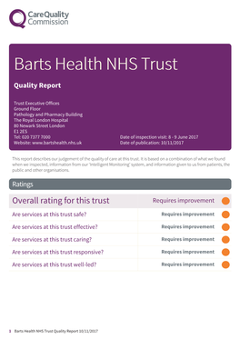 Barts Health NHS Trust Newapproachcomprehensive Report