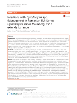 Infections with Gyrodactylus Spp. (Monogenea)