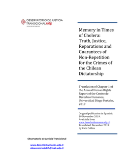 Memory in Times of Cholera: Truth, Justice