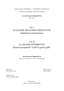 Vol. I IL LEGAME TRA UOMO E BICICLETTA Significati E Testimonianze