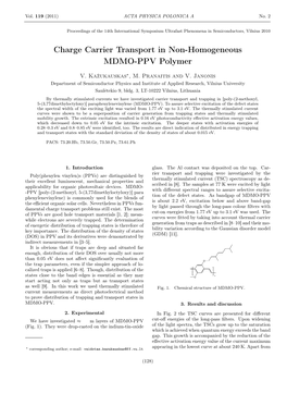 Charge Carrier Transport in Non-Homogeneous MDMO-PPV Polymer