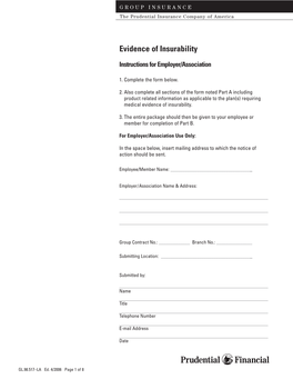 Evidence of Insurability Form