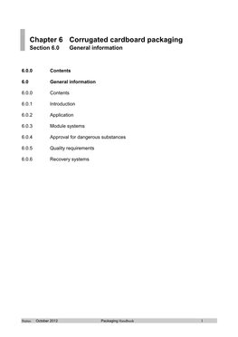 Chapter 6 Corrugated Cardboard Packaging Section 6.0 General Information