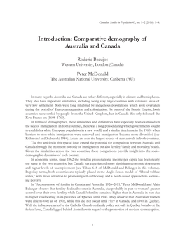 Comparative Demography of Australia and Canada