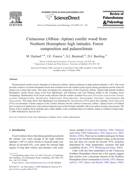 Cretaceous (Albian–Aptian) Conifer Wood from Northern Hemisphere High Latitudes: Forest Composition and Palaeoclimate ⁎ M