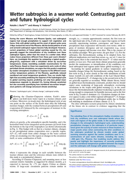 Wetter Subtropics in a Warmer World: Contrasting Past and Future Hydrological Cycles