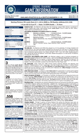 03-06-2021 Mariners Game Notes