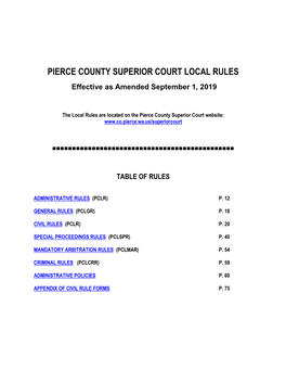 Local Rules of the Superior Court for Pierce County