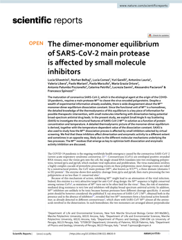 The Dimer-Monomer Equilibrium of SARS-Cov-2 Main