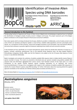 Identification of Invasive Alien Species Using DNA Barcodes