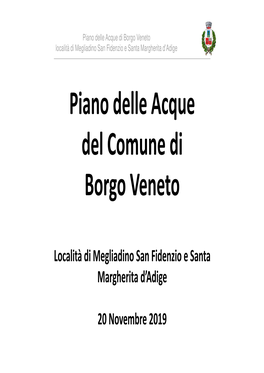 Piano Delle Acque Del Comune Di Borgo Veneto