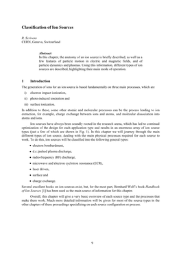 Classification of Ion Sources