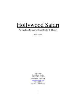 Hollywood Safari Navigating Screenwriting Books & Theory