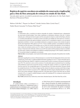 Vascular Plant Species Recorded in Protected Areas and the Implications for São Paulo State's Red List