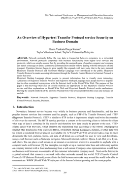 An Overview of Hypertext Transfer Protocol Service Security on Business Domain