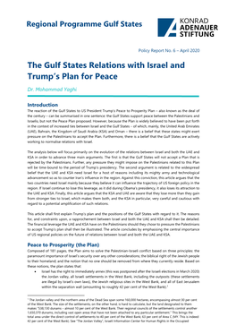 The Gulf States Relations with Israel and Trump's Plan for Peace