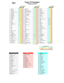 Yukon TV Packages (Fairbanks, Fort Greely) Effective September 2020