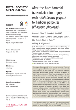 (Halichoerus Grypus) to Harbour Porpoises Research