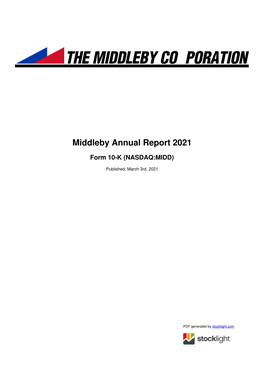 Middleby Annual Report 2021