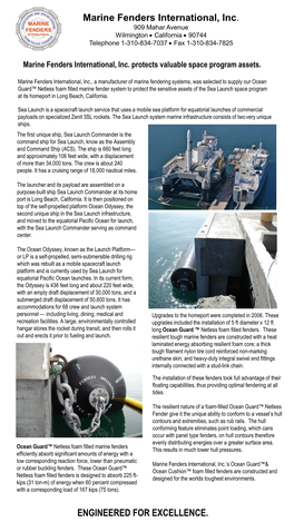 Marine Fenders International, Inc. ENGINEERED for EXCELLENCE