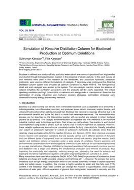 Chemical Engineering Transactions