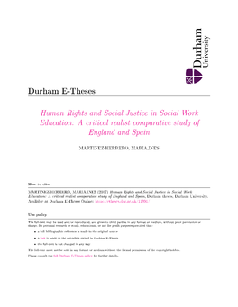 Human Rights and Social Justice in Social Work Education: a Critical Realist Comparative Study of England and Spain