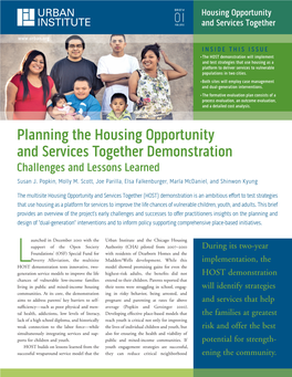 Planning the Housing Opportunity and Services Together Demonstration Challenges and Lessons Learned Susan J