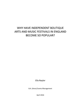 Why Have Independent Boutique Arts and Music Festivals in England Become So Popular?