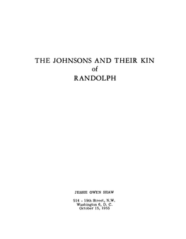 THE JOHNSONS and THEIR KIN of RANDOLPH