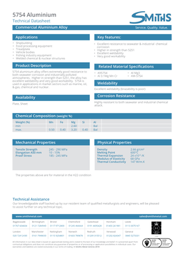 5754 Aluminium Technical Datasheet Commercial Aluminium Alloy Service