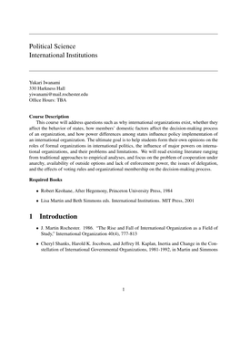 International Institutions